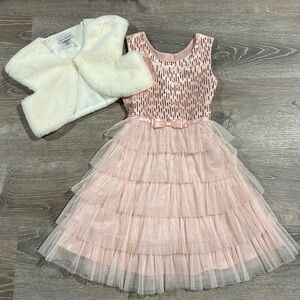 Girls Jona Michelle Pink Tulle Shimmer Dress Size 7